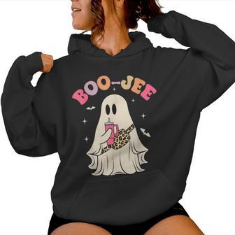 Cute Boo Jee Ghost Halloween Leopard Ghost Womens Women Hoodie - Thegiftio UK