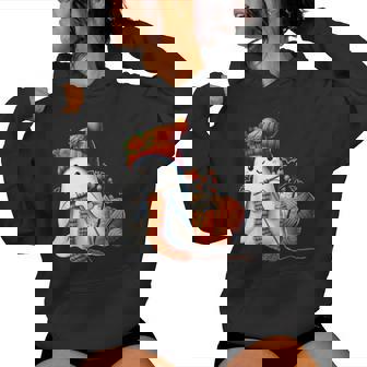 Cute Ghost Crochet Knitting Lovers Halloween Coffee Women Women Hoodie | Seseable UK