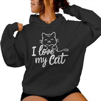 Cute I Love My Cat Outfit Cats Mum Women Hoodie - Thegiftio UK