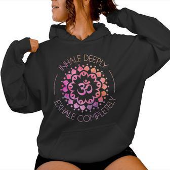 Damen Yoga Meditation Mandala Inhale Exhale Outfit Kapuzenpullover für Damen - Geschenkecke