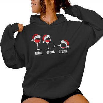 Drink Drank Drunk Wine Glasses Wine Lover Christmas Kapuzenpullover für Damen - Geschenkecke