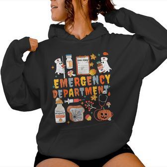 Emergency Department Er Nurse Halloween Spooky Season Women Hoodie - Thegiftio UK