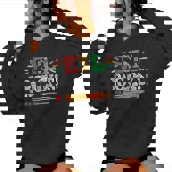 Esl Rocks Teacher Students Back To School Women Hoodie - Monsterry
