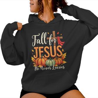 Fall For Jesus He Never Leaves Season Women Hoodie - Thegiftio UK