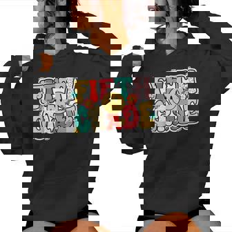 Fifth Grade Vibes Smile Face 5Th Grade Hippie Back To School Women Hoodie - Thegiftio UK