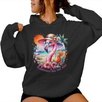Flamingle All The Way Summer Cocktail Flamingo Summer Vibes Women Hoodie - Monsterry CA