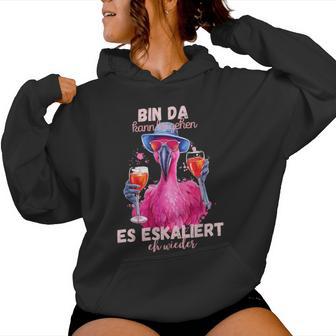 With Flamingo Bin Da Kann Losgehen Und Es Eskaliert Eh Wieder Wieder Kapuzenpullover für Damen - Geschenkecke