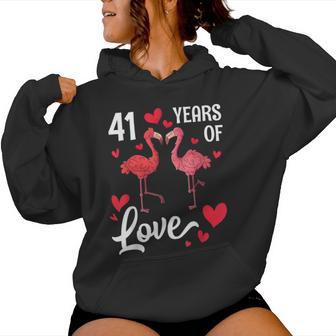 Flamingo-Ehemann Und Ehefrau Tanzen Zusammen Und Freuen Sich Über 41 Jahre Liebe Kapuzenpullover für Damen - Geschenkecke