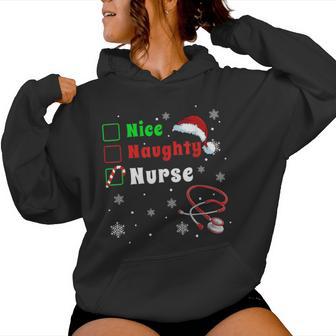 Christmas Nice Naughty Nurse Scrub Top Xmas Women Hoodie - Thegiftio UK