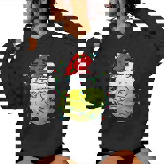 Christmas Tennis Ball Santa Hat Xmas Lights Womens Women Hoodie - Monsterry