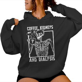 Dialysis Nurse Halloween Coffee Kidneys Dialysis Skull Women Hoodie - Thegiftio UK