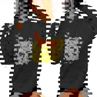 Farm Animal Bird Sunshine Sunflower Floral Chicken Women Hoodie - Monsterry