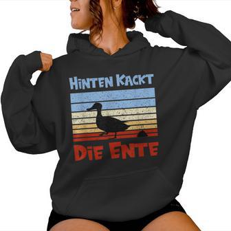 Football Slogan Hinten Kackt Die Duck Kapuzenpullover für Damen - Geschenkecke