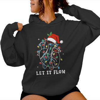 Let It Flow Anatomy Heart Cardiac Nurse Santa Hat Xmas Women Hoodie - Thegiftio UK