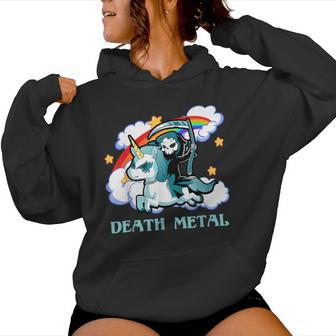 Rainbow Skeleton Unicorn Death Metal Music Festival Women Hoodie - Monsterry