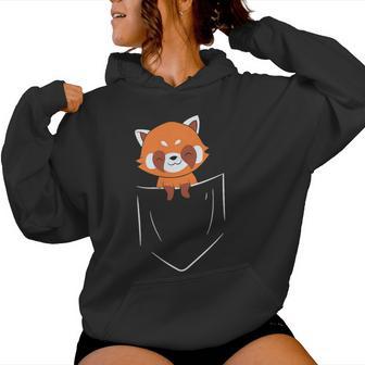 Red Panda In Pocket Cute Animal In Pocket Women Hoodie - Thegiftio UK