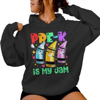 Team Pre-K Is My Jam Teacher Crayon Women Hoodie - Thegiftio UK