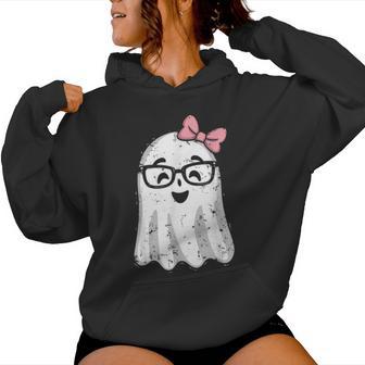 Ghost Eyeglass Girl Halloween Girly Ghost Women Hoodie - Thegiftio UK