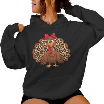 Girls Thanksgiving Leopard Turkey Autumn Fall Season Women Hoodie - Thegiftio UK