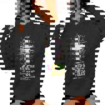 Glow For Jesus Christian Cross Jesus Christ Bible Lover Women Hoodie - Monsterry