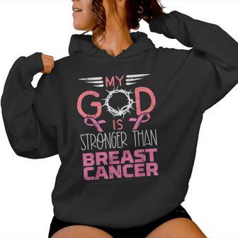 My God Stronger Than Breast Cancer Awareness Christian Women Women Hoodie - Thegiftio UK
