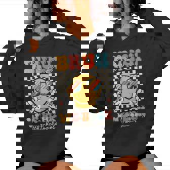 Groovy Bruh We Back To School Smile Face 1St Day Of School Women Hoodie - Thegiftio UK