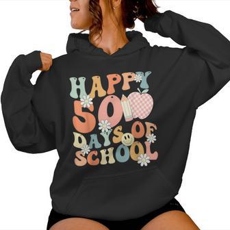 Groovy Happy 50 Days Of School 50Th Day Of School Students Women Hoodie - Thegiftio UK