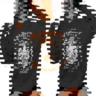 Groovy No Diggity Bout To Bag It Up Ghost Halloween Women Hoodie - Thegiftio UK
