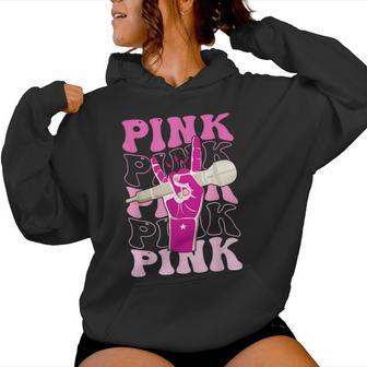 Groovy Pink Personalized Name Pink Retro For Women Women Hoodie - Thegiftio UK