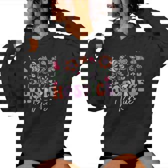 Groovy Retro Rn Hospice Nurse Wildflowers Healthcare Worker Women Hoodie - Monsterry