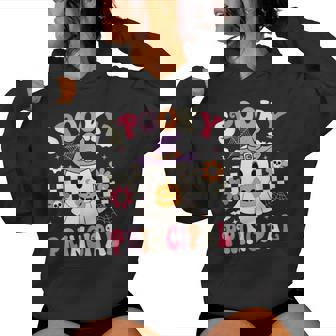 Groovy Spooky Principal Ghost Pumpkin Halloween Principal Women Hoodie - Thegiftio UK
