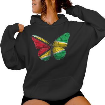 Guyana Butterfly Patriotic Guyanese Flag Women Hoodie - Thegiftio UK