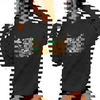 Halloween Horror Latte Coffee Cups Skeleton Hand Adults Women Hoodie - Monsterry