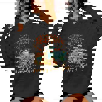 Happy Fall Y'all Pumpkin Truck Autumn Tree Fall Thanksgiving Women Hoodie - Monsterry
