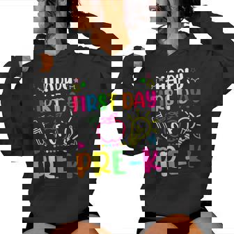 Happy First Day Of Pre-K Preschool Back To School Teacher Women Hoodie - Thegiftio