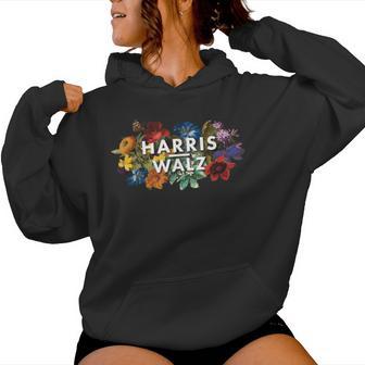 Harris Walz 2024 Floral Feminine Harris Waltz 2024 Women Hoodie | Mazezy