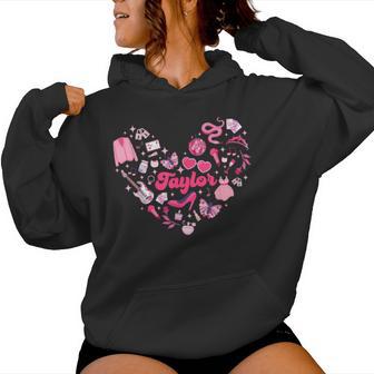 Heart Taylor Things Personalized Name I Love Taylor Girl 70S Women Hoodie - Thegiftio UK