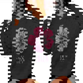 Ibiza Vintage Tropical Hibiscus Flower Women Hoodie - Monsterry