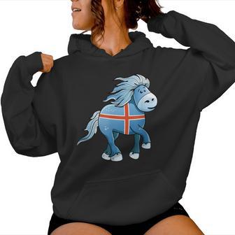 Icelandic Horse Islandpony Tölten Island Flag Kapuzenpullover für Damen - Geschenkecke