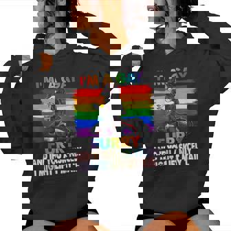 I'm A Gay Furry Rainbow Fox Wolf Fursona Fandom Pride Month Women Hoodie - Thegiftio UK