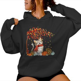 It's Fall Y'all Cat Leaf Fall Tree Hello Autumn Thanksgiving Women Hoodie - Thegiftio UK