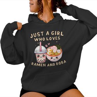 Just A Girl Who Loves Boba Tea And Ramen Bubble Tea Japanese Women Hoodie - Thegiftio UK