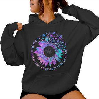Be Kind Autism Awareness Kindness Sunflower Tie Dye Puzzle Women Hoodie | Seseable UK