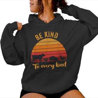 Be Kind To Every Kind Vegan Vegetarian Retro Women Hoodie - Thegiftio UK