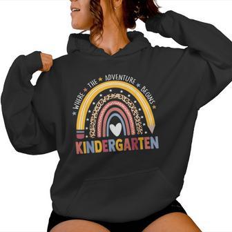 Kindergarten Where The Adventure Begins Leopard Rainbow Women Hoodie - Thegiftio UK