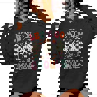 Let's Go Ghouls Ghost Cowgirls Groovy Halloween Party Women Hoodie - Monsterry