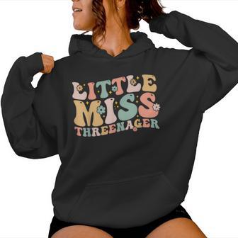 Little Miss Threenager 3Rd Birthday 3 Year Old Girl Women Hoodie - Thegiftio UK
