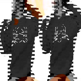 Lovable Halloween Skeleton Hands Heart Shape Skeleton Women Hoodie - Monsterry