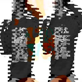 Love 60'S 70'S Party Outfit Groovy Hippie Costume Peace Sign Women Hoodie - Thegiftio UK