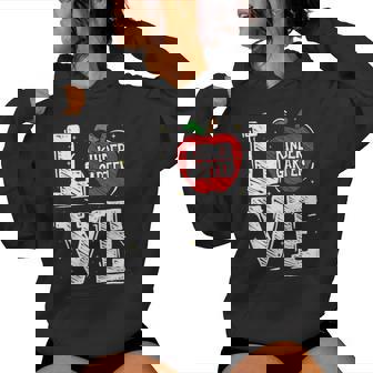Love Kindergarten Teacher Student School Apple Women Hoodie - Seseable
